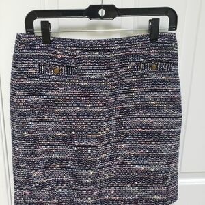 LOFT Navy Multicolor Tweed Pencil Skirt
